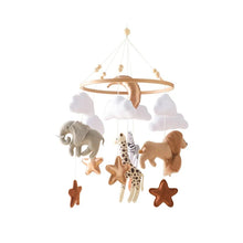Load image into Gallery viewer, Wooden Crib Mobile Bed Bell with Soft Felt Animals

