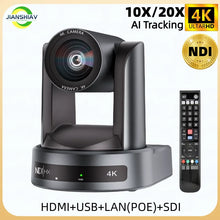 Load image into Gallery viewer, NDI/SDI 4K PTZ Camera 10X 20X zoom Video Conference Live Streaming HDMI USB IP POE 1080P for Church NetMeeting Broadcast Youtube
