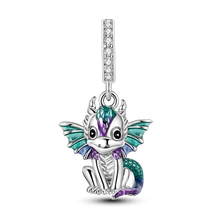 Load image into Gallery viewer, 925 Sterling Silver Pink Butterfly &amp; Luminous Firefly Charm – Dangle Bead for Bracelet or Necklace | Elegant DIY Jewelry Gift for Women
