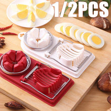 Load image into Gallery viewer, 1/2PC Multi Functional Egg Cutting Artifact Stainless Steel Slicer Fancy Splitter Kitchen Divider Two in One Egg Cutter Tools
