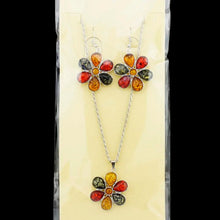 Load image into Gallery viewer, Colorful Baltic Simulated Honey Flower Earrings Necklace Women's Wedding Jewelry Set L40901
