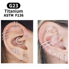 Load image into Gallery viewer, 18G/16G Women's Round Earrings G23 F136 Titanium Nose Ring Hinge Clicker Open Diaphragm Nose Ring Fashion Lady Piercing Jewelry (RPM Women's)
