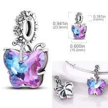 Load image into Gallery viewer, 925 Sterling Silver Pink Butterfly &amp; Luminous Firefly Charm – Dangle Bead for Bracelet or Necklace | Elegant DIY Jewelry Gift for Women
