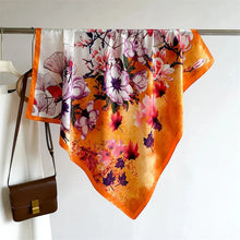 Load image into Gallery viewer, 90x90cm Square Silk-Feel Scarf – Luxury Women’s Shawl &amp; Head Wrap
