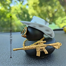 Load image into Gallery viewer, 1PC Cowboy Hat Black Duck Car Decoration Rear View Mirror Decoration
