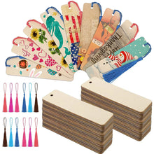 Load image into Gallery viewer, Wooden Bookmarks with Tassel Ropes - 10/20/60Pcs DIY Hanging Labels
