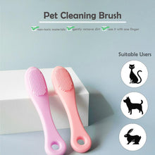 将图片加载到图库查看器，Soft Pet Finger Brush Cats Brush Toothbrush Tear Stains Brush Eye Care Pets Cleaning Grooming Tools Dog Cat Cleaning Supplies Soft Silicone Toothbrush with Long Handle for Dog Cat Pet Dental Care
