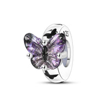 将图片加载到图库查看器，100% 925 Sterling Silver Rainbow Zircon Butterfly Dragon Silicone Stopper Charms - Colorful Beads for DIY Bracelets, Customizable Jewelry for All Occasions
