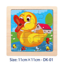将图片加载到图库查看器，11cm/4.33in Kids Wooden Jigsaw Puzzle Games Cartoon Animal Vehicle Pattern Children Montessori Educational Toys
