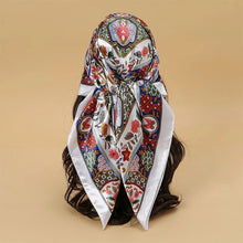 Load image into Gallery viewer, Satin Square Scarf – Elegant 2025 Print Hijab, Shawl &amp; Hair Wrap
