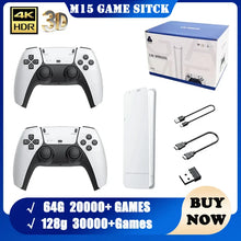 Load image into Gallery viewer, M15 Game Stick Mini TV Handheld Game Console Wireless Gamepads Video Game 128G 30000+ Retro Game HD Output Two-player for PS1 Et
