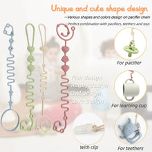 Load image into Gallery viewer, 4PCS Adjustable Silicone Pacifier Chain Set | Safe Teether Toys for Baby Crib, High Chair &amp; Gift Set – Beige
