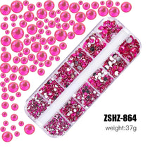 Load image into Gallery viewer, 2400+ Shiny Clear Crystal Nail Rhinestones - Mixed Sizes &amp; Shapes Flatback Gems
