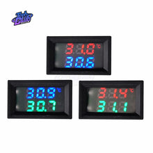 Load image into Gallery viewer, DC 4-28V 5V 12V 0.28 inch LED Display Dual Voltmeter Digital Temperature Sensor Thermometer With NTC 10K 3950 Probe Cable
