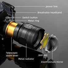 将图片加载到图库查看器，COBA Powerful XHP360 36-core Headlamp Flashlight 18650 Rechargeable ZOOM Head Flashlights High Power Head Lamp Fishing Headlight

