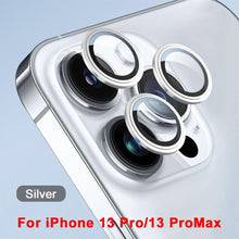 Load image into Gallery viewer, 3D  Protective Glass Camera Protector Cover For iPhone 13 Pro Max i Phone 13Pro 13 Mini Rear Lens Metal Ring Protect Camera Lens Case Individual Metal Scratch Resistant HD Clear Case Tempered Glass Camera Case
