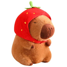 Load image into Gallery viewer, Strawberry Hat Capybara Plush – Small Turtle Backpack Pendant Toy
