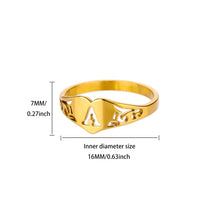Load image into Gallery viewer, Fashion Hollow Initial Letter Heart Rings For Women Gold Color Stainless Steel A-Z Letter Ring Aesthetic Wedding Jewelry Gift
