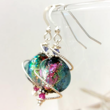 Load image into Gallery viewer, 925 Silver Spiral Dichroic Glass Earrings Created with Crystals
