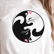 Load image into Gallery viewer, Cute Kitty Cat Yin Yang Crew Neck Tee Shirt
