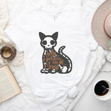Load image into Gallery viewer, Skeleton Kitty Cat Hello Darkness Tee Shirt
