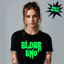 将图片加载到图库查看器，Glow in the Dark Elder Emo Black Tee Shirt
