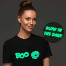 Load image into Gallery viewer, Skull Boo Glow in the Dark Puff Halloween Tee Shirt
