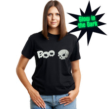 Load image into Gallery viewer, Skull Boo Glow in the Dark Puff Halloween Tee Shirt
