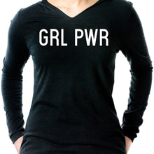 Load image into Gallery viewer, GRL PWR Black Long Sleeve Hoodie

