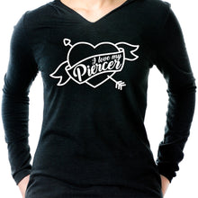 Load image into Gallery viewer, I Love My Piercer Black Tapered Long Sleeve Hoodie
