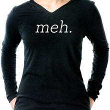 Load image into Gallery viewer, Meh. Black Tapered Long Sleeve Hoodie
