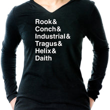 Load image into Gallery viewer, Rook &amp; Conch &amp; Industrial &amp; Tragus &amp; Helix &amp; Daith Tapered Long Sleeve Hoodie
