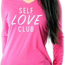 Load image into Gallery viewer, Self Love Club Black Tapered Long Sleeve Hoodie
