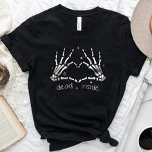 Load image into Gallery viewer, Dead Inside Heart Skeleton Hands Tee Shirt
