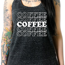 Load image into Gallery viewer, Coffee Coffee Coffee Coffee Coffee Black Gray Cosmic Twist Back Tank Top
