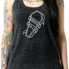 Load image into Gallery viewer, Modified Till I Die Black Gray Cosmic Twist Back Tank Top
