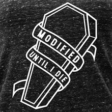 Load image into Gallery viewer, Modified Till I Die Black Gray Cosmic Twist Back Tank Top
