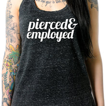 将图片加载到图库查看器，Pierced &amp; Employed Black Gray Cosmic Twist Back Tank Top

