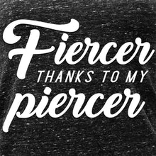 Load image into Gallery viewer, Fiercer thanks to my Piercer Black Gray Cosmic Twist Back Tank Top
