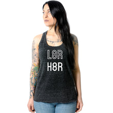 Load image into Gallery viewer, L8R H8R Black Gray Cosmic Twist Back Tank Top
