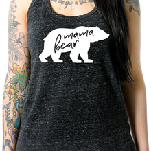Load image into Gallery viewer, Mama Bear Black Gray Cosmic Twist Back Tank Top
