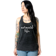 Load image into Gallery viewer, Mermaid Life Black Gray Cosmic Twist Back Tank Top
