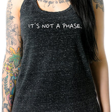 Load image into Gallery viewer, It's Not a Phase Black Gray Cosmic Twist Back Tank Top

