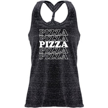 Load image into Gallery viewer, Pizza Pizza Pizza Pizza Pizza Black Gray Cosmic Twist Back Tank Top
