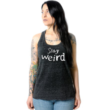Load image into Gallery viewer, Stay Weird Black Gray Cosmic Twist Back Tank Top
