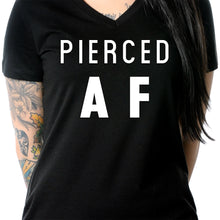将图片加载到图库查看器，Pierced AF Black Tapered V-Neck Tee Shirt
