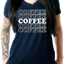 将图片加载到图库查看器，Coffee Coffee Coffee Coffee Coffee V-Neck Tee Shirt
