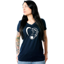 Load image into Gallery viewer, Modified Ear Heart Tapered V-Neck Tee Shirt
