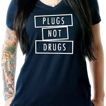 将图片加载到图库查看器，Plugs Not Drugs V-Neck Tee Shirt
