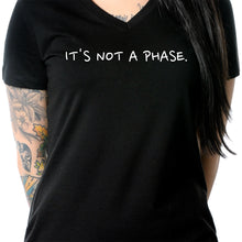 Load image into Gallery viewer, It's Not a Phase Black Tapered V-Neck Tee Shirt
